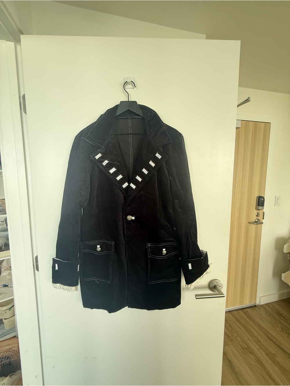 Halloween Men's Black Velvet Pirate Coat